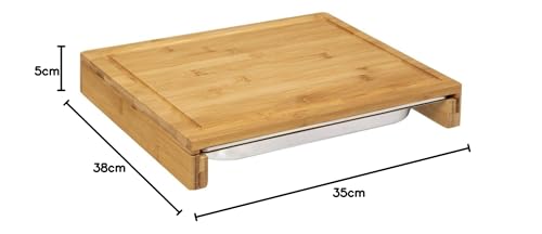 5five - schneidebrett 35x28cm bambus edelstahlschale