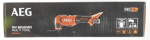 AEG 18 V PRO18V Akku-Multitool BMT18-0 (Oszilationswinkel 3,6°, Schwingzahl 0-20.000 min-1, variable Geschwindigkeitsregulierung, werkzeugloser Klingenwechsel, LED, ohne Akku & Ladegerät im Karton)