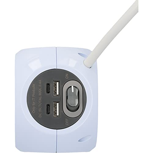 BLAUPUNKT Steckdosenwürfel, Mehrfachsteckdose, 3-Fach Schukosteckdose, 2-Fach USB-A + 2-Fach USB-C, mit EIN-/Ausschalter, Weiß, 1,4 Meter