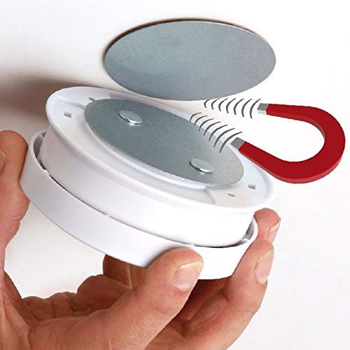 UNITEC Rauchwarnmelder mit Magnethalterung, Montage ohne Werkzeug und Bohren, mit starken 3M Klebepads für sicheren Halt, mit LED-Funktionsanzeige, Alarm bei Rauchentwicklung mit 85 dB