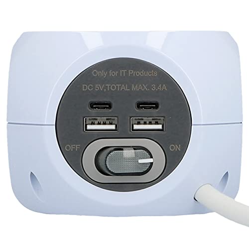 BLAUPUNKT Steckdosenwürfel, Mehrfachsteckdose, 3-Fach Schukosteckdose, 2-Fach USB-A + 2-Fach USB-C, mit EIN-/Ausschalter, Weiß, 1,4 Meter