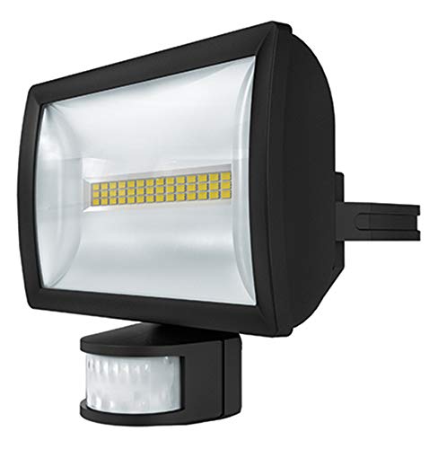 Theben 1020914-20 Watt LED Aussenstrahler mit Bewegungssensor für Wandmontage, Erfassungsbereich 180°, max. 12 m, (theLeda E20 BK) schwarz