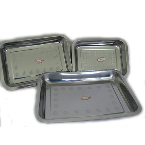 3 tlg. EDELSTAHL Ofen Backblech Set 27cm 32cm 36cm ROBUSTE Qualität universal