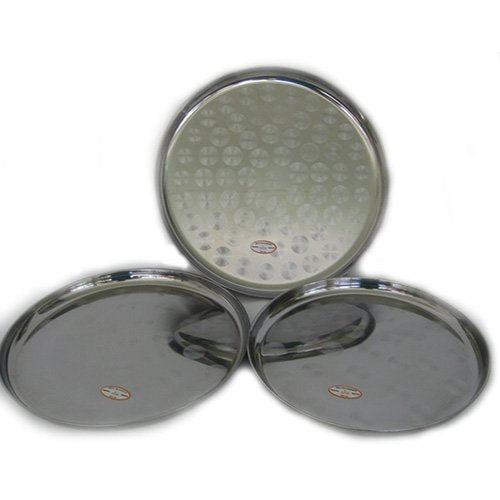 3 tlg EDELSTAHL Serviertablett Set 30cm 32cm 36cm Servierplatte Tablett Qualität
