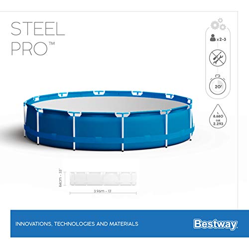 Bestway Steel Pro Frame Pool-Set mit Filterpumpe Ø 396 x 84 cm, blau, rund