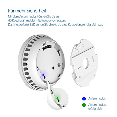 UNITEC Rauchwarnmelder mit Funkfunktion | 85 db | bis zu 40 Melder miteinander verbinden | Q-Label | 10 Jahre Betriebszeit | DIN EN 14604