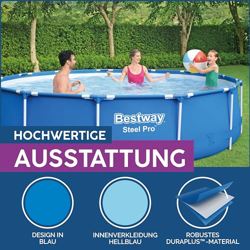 Bestway Steel Pro Frame Pool-Set mit Filterpumpe Ø 396 x 84 cm, blau, rund