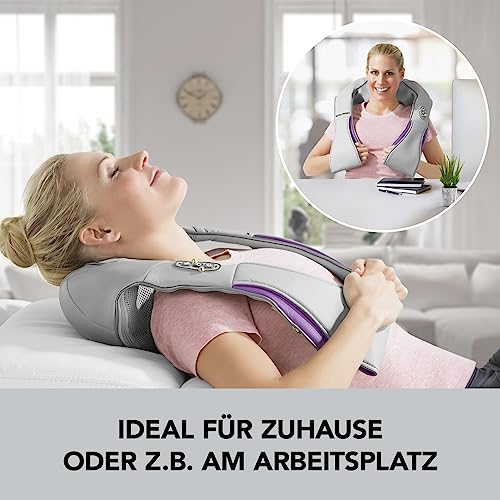 VITALmaxx Shiatsu Schulter- und Nacken-Massagegerät | 3 in 1 Therapie: Knetmassage, Vibrationsmassage und Wärme-Therapie | 4 rotierende Massagebälle, Empfohlen von Dr. Plum