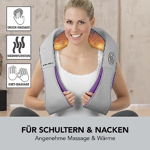 VITALmaxx Shiatsu Schulter- und Nacken-Massagegerät | 3 in 1 Therapie: Knetmassage, Vibrationsmassage und Wärme-Therapie | 4 rotierende Massagebälle, Empfohlen von Dr. Plum