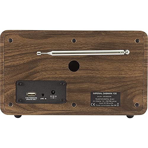 IMPERIAL DABMAN 100 - Digitalradio (Radio, DAB+ / DAB / UKW, Aux In, Holzgehäuse, Wecker, LCD-Display)