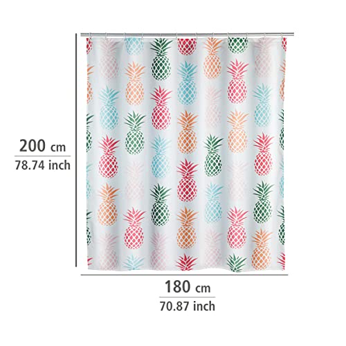 WENKO Duschvorhang, Textil-Vorhang fürs Badezimmer, mit Ringen zur Befestigung an der Duschstange, waschbar, wasserabweisend, 180 x 200 cm