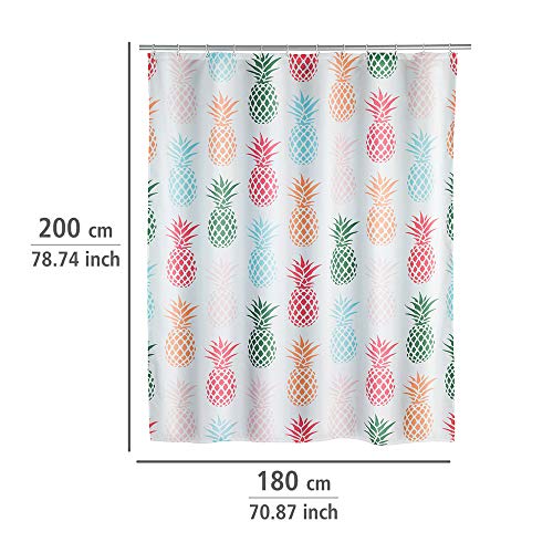 WENKO Duschvorhang, Textil-Vorhang fürs Badezimmer, mit Ringen zur Befestigung an der Duschstange, waschbar, wasserabweisend, 180 x 200 cm