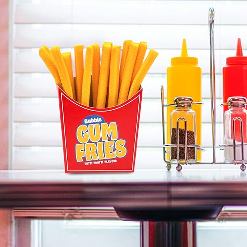 Becky's Bubble Gum Fries, Kaugummi Stangen in Pommesoptik mit intensivem Tutti Frutti Geschmack, ein kreativer Genuss für einzigartige Momente voller Spaß und Überraschung - glutenfrei