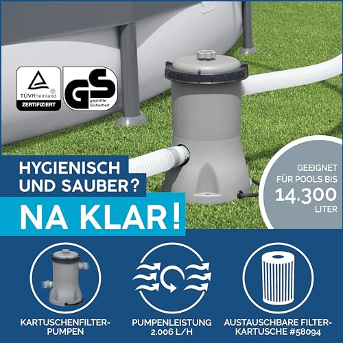 Bestway Steel Pro Frame Pool-Set mit Filterpumpe Ø 396 x 84 cm, blau, rund