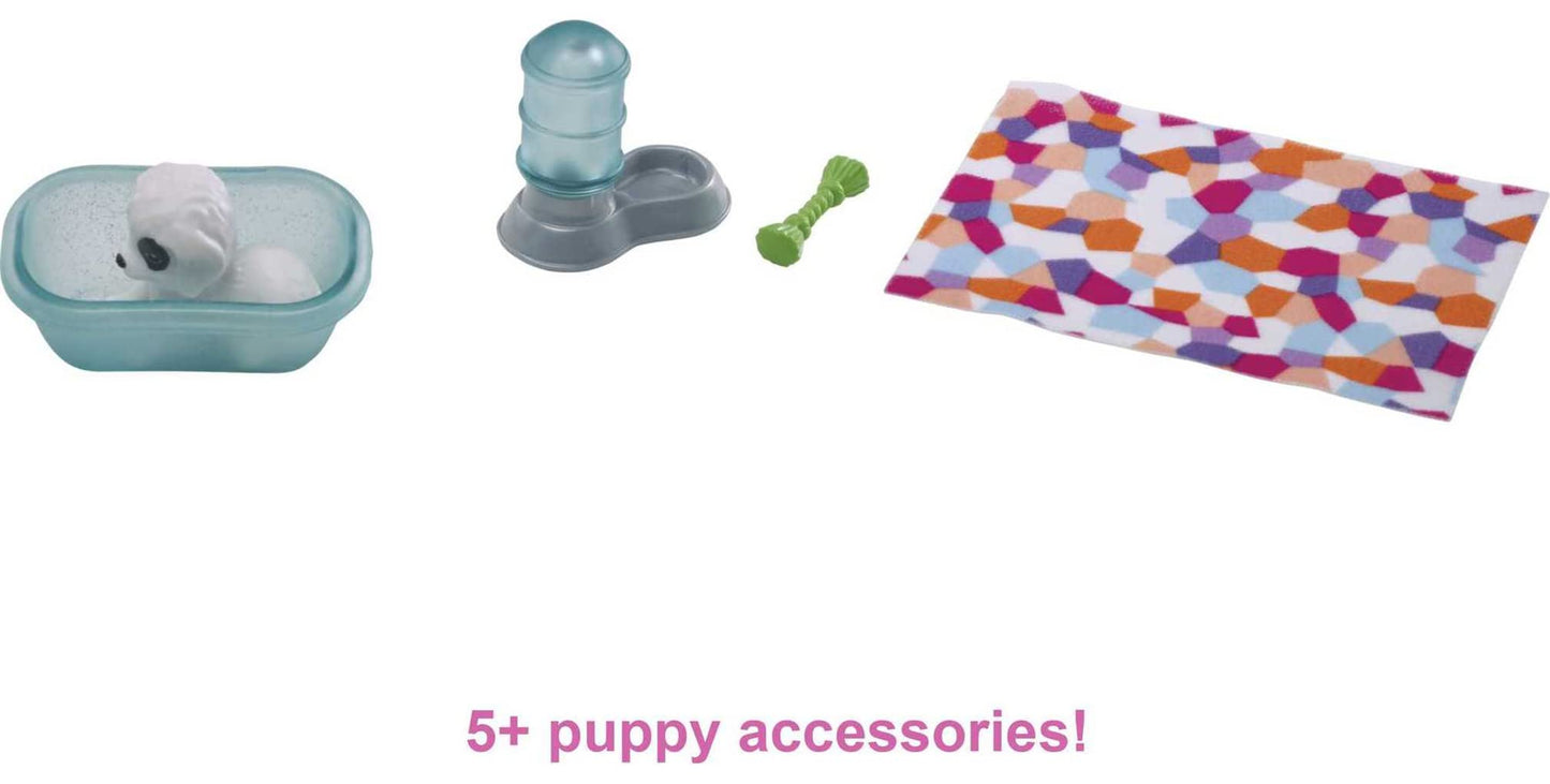 Barbie GRG78 - Mini-Spielset mit 2 Hündchen, Hundehaus und Zubehörteilen, Geschenk für Kinder von 3 bis 7 Jahren