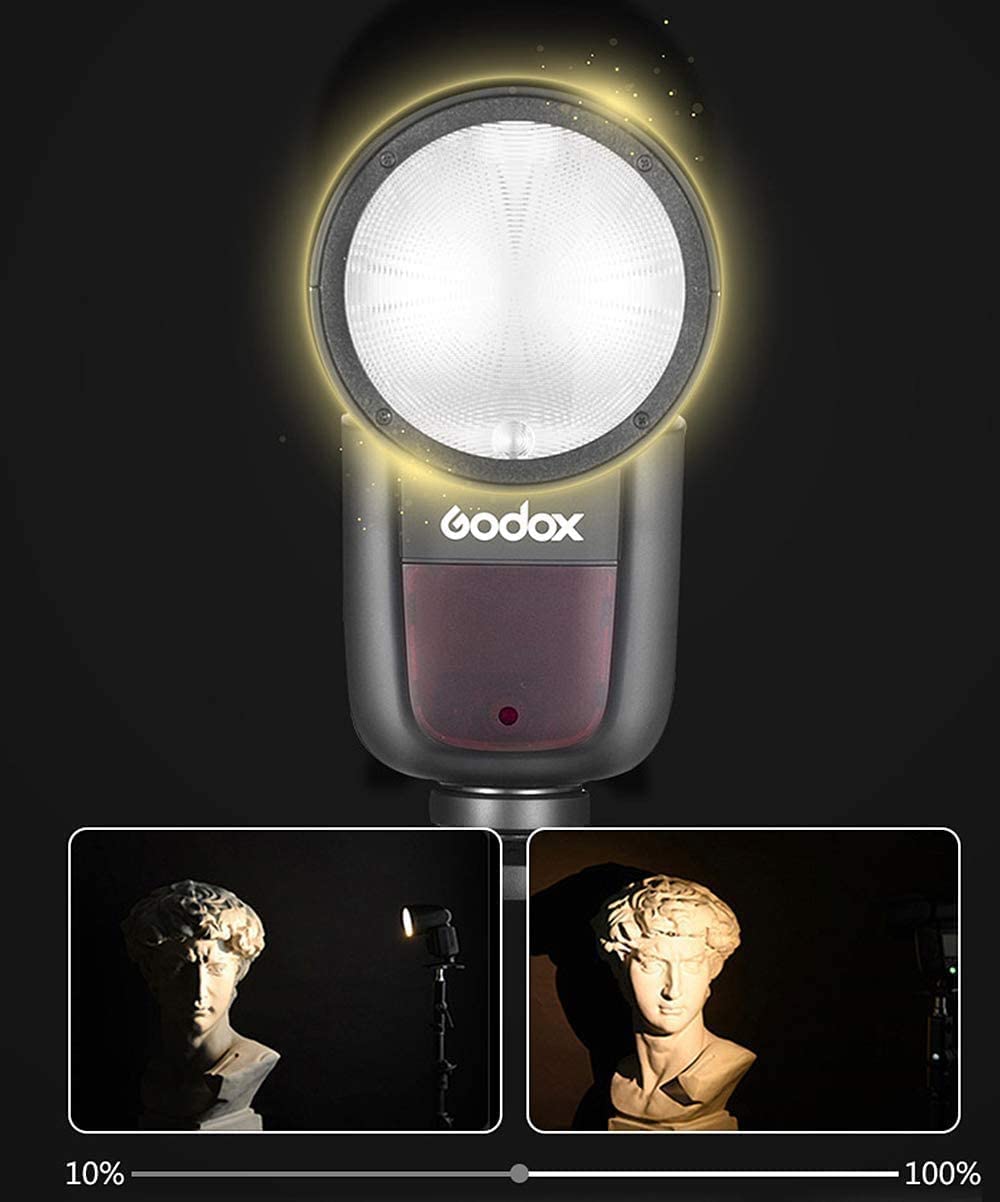 Godox V1F Professioneller Blitz Speedlite Speedlight Rundkopf Wireless 2.4G Kompatibel mit Fuji Fujifilm X-Pro2 X-T20 X-T2 X-T1 GFX50S GFX50R Kameras