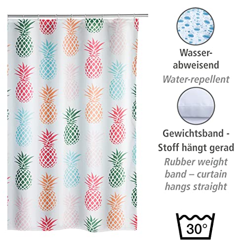 WENKO Duschvorhang, Textil-Vorhang fürs Badezimmer, mit Ringen zur Befestigung an der Duschstange, waschbar, wasserabweisend, 180 x 200 cm