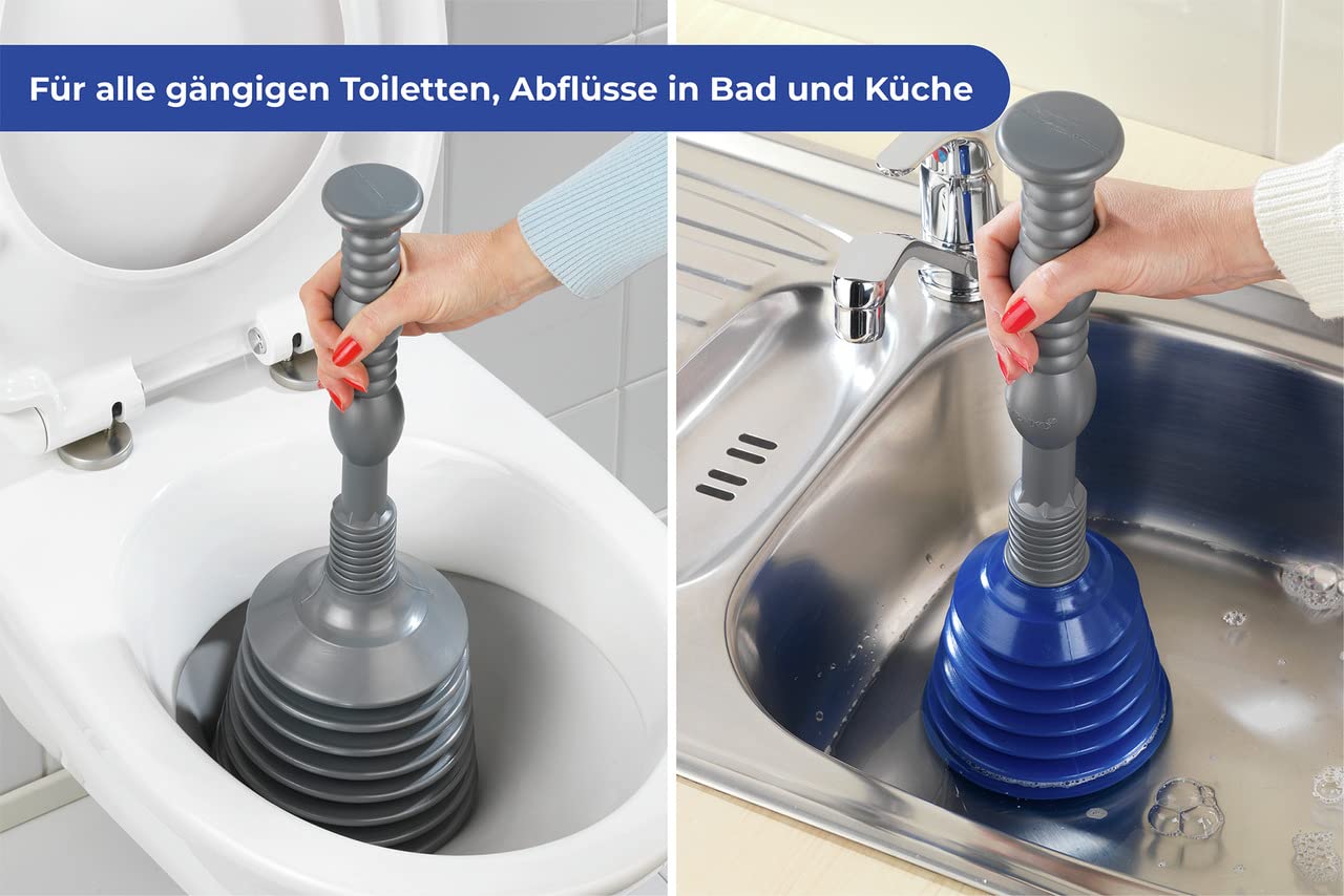 WENKO Rohrfrei-Profi, 3-teiliges Set Toilette Klempner Verstopfung Waschbecken