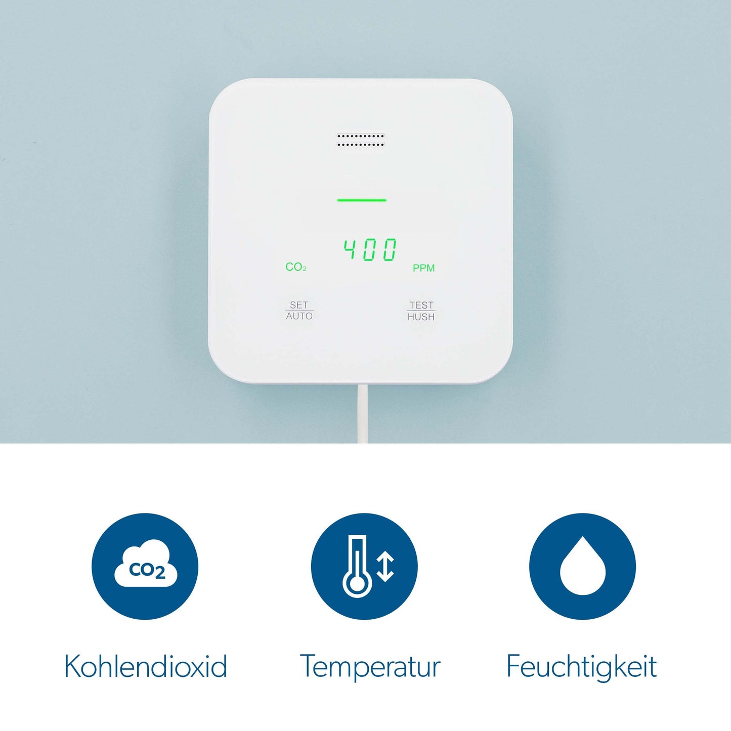 UNITEC CO2 Messgerät, Kohlendioxiderkennung, Temperatur- und Feuchtigkeitserkennung, mit Ampelanzeige und Sprachalarm, CE Kennzeichen