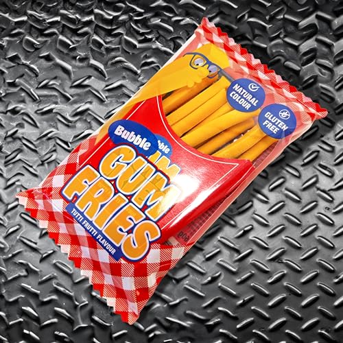 Becky's Bubble Gum Fries, Kaugummi Stangen in Pommesoptik mit intensivem Tutti Frutti Geschmack, ein kreativer Genuss für einzigartige Momente voller Spaß und Überraschung - glutenfrei