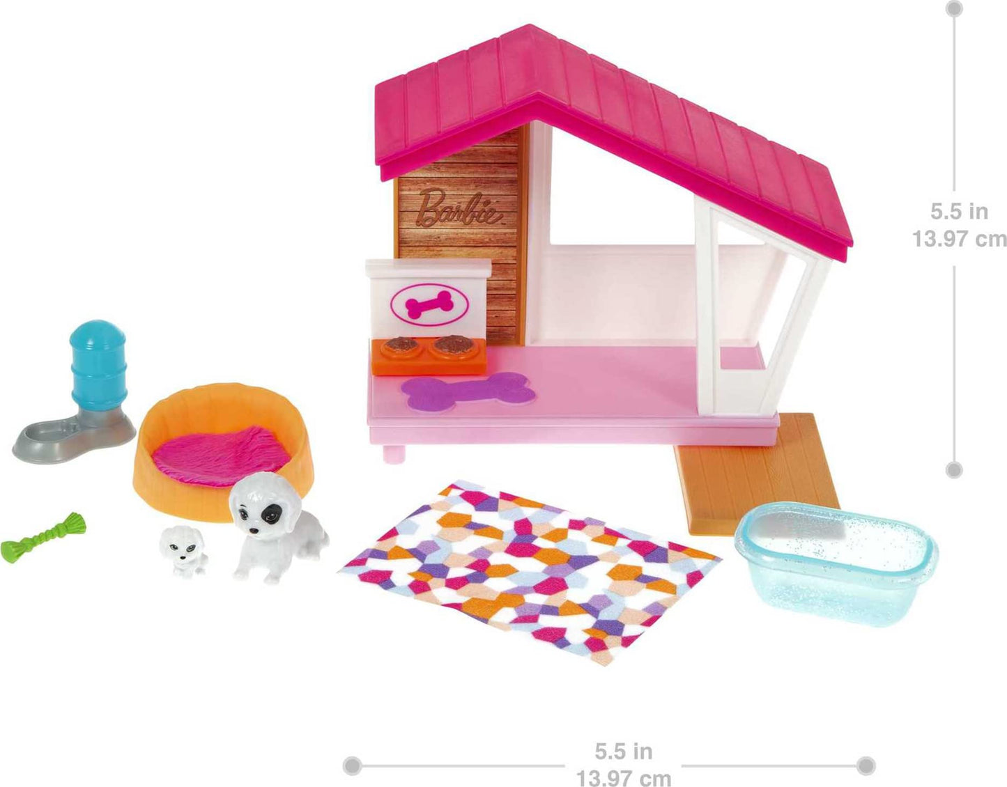 Barbie GRG78 - Mini-Spielset mit 2 Hündchen, Hundehaus und Zubehörteilen, Geschenk für Kinder von 3 bis 7 Jahren
