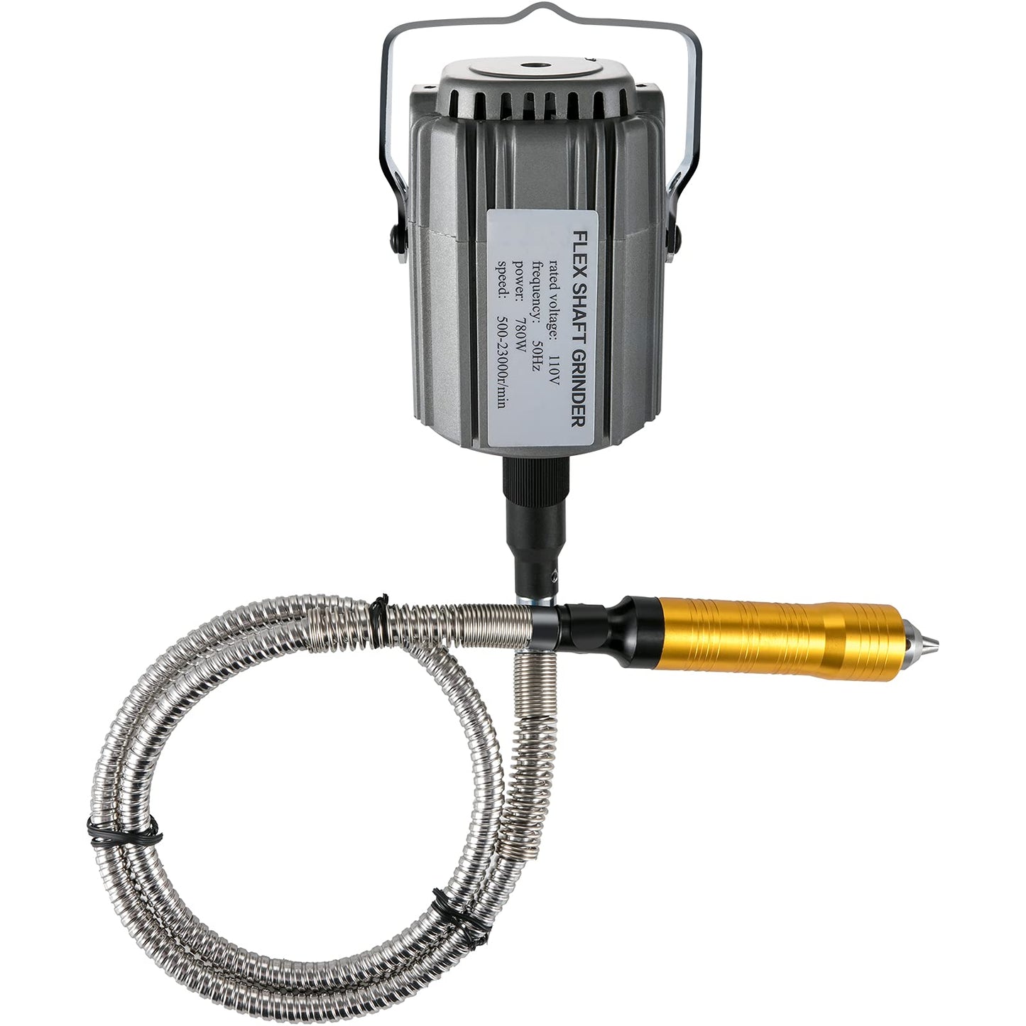 VEVOR Elektrische Drehwerkzeug Flex Shaft Wellen Aufhängung 780 W Schnellschleif Gerät biegsamer Welle, Hängemühle Wellenlänge 100cm, Fußpedal-Steuerung 500-23000U/min, Dreibackenfutt, 45 Stk. Zubehör