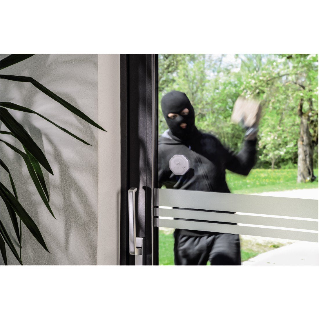 Xavax Glasbruchmelder, Alarmanlage für Fenster oder Glastüren mit Erschütterungssensor, flaches Design (ideal für Schiebetüren)