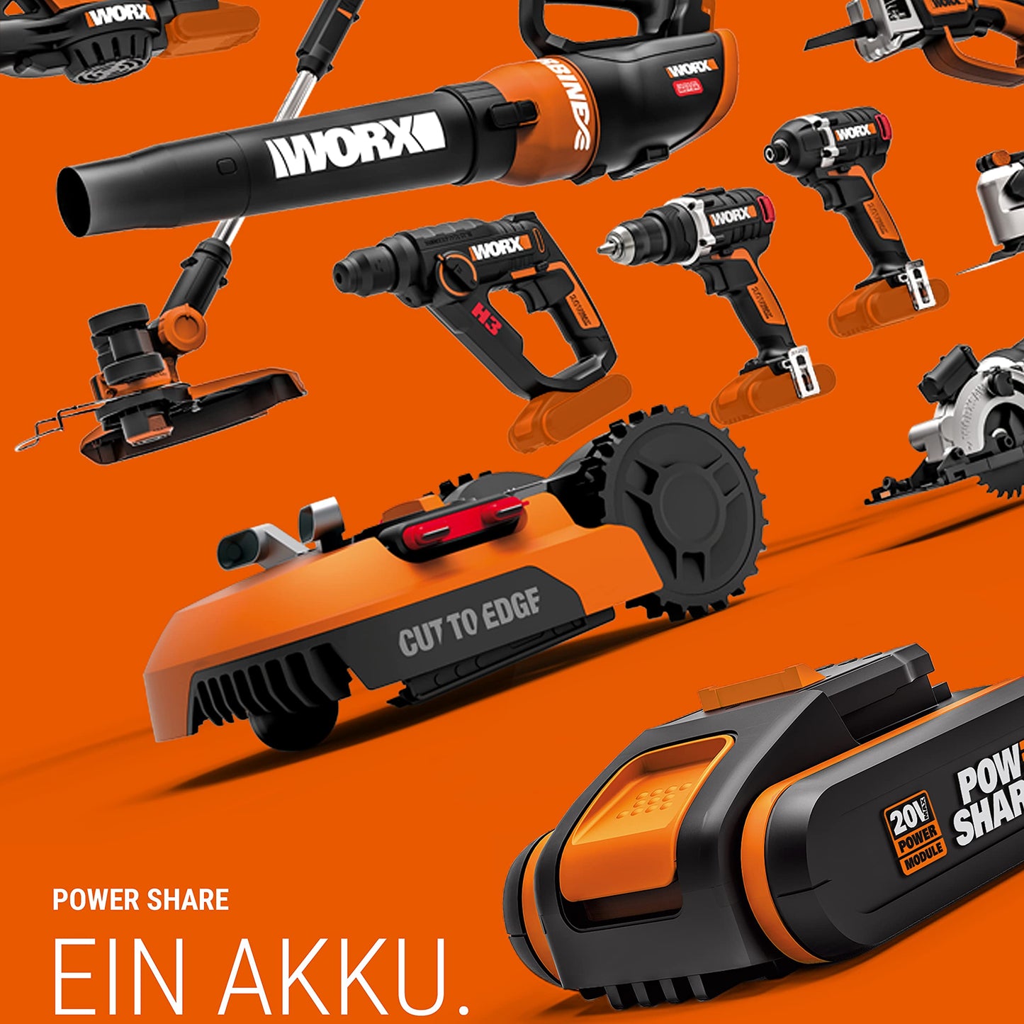 WORX WX373.3 Akku Schlagbohrschrauber Set - Bürstenloser Akkuschrauber 20V, 2 Li-Ion Akkus 4Ah, Koffer und Ladegerät - 60Nm, 2-Gang-Getriebe und LED-Licht - zum Schrauben, Bohren und Schlagbohren