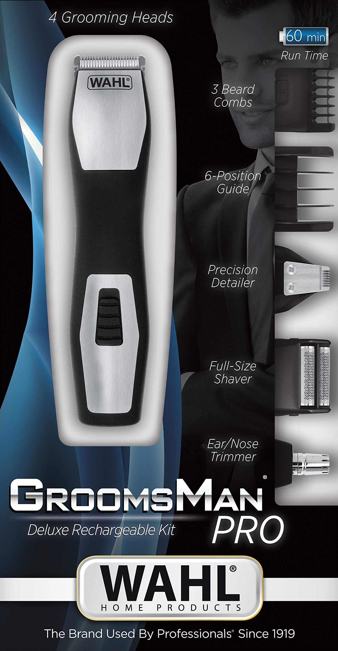 Wahl Groomsman Pro Trimmer, Herrentrimmer, Haartrimmer für Männer, Ohr- und Nasenhaartrimmer, Bart- und Stoppeltrimmer, Herrenpflege-Set, Haarentfernung, Body Groomer
