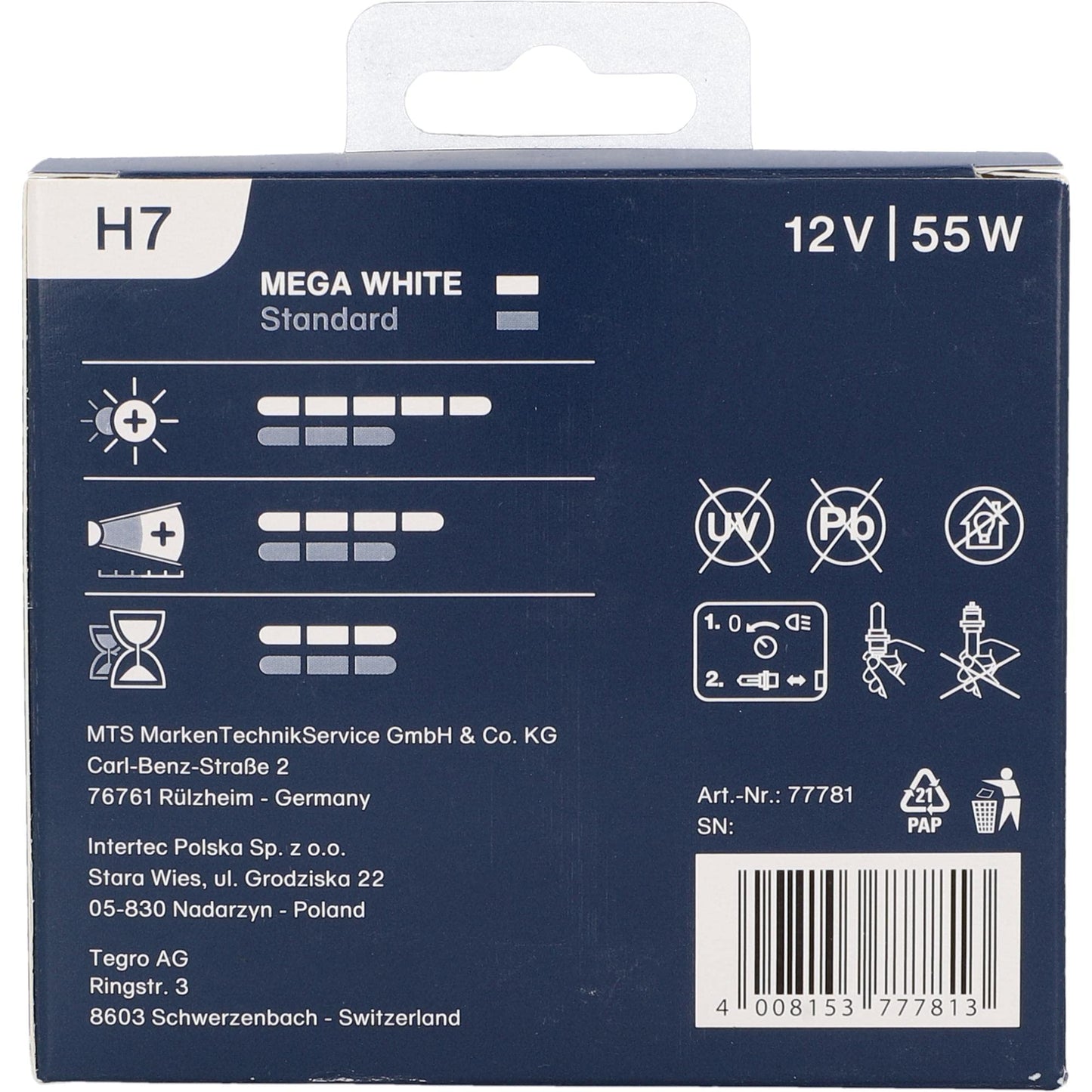 H7 Xenon Mega White 12V 55W 2X