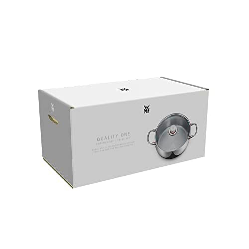 WMF Quality One Topfset Induktion 5-teilig, Kochtopf Set mit Glasdeckel, Cromargan Edelstahl poliert, Induktions Töpfe Set unbeschichtet, Dampföffnung