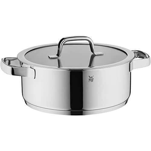 WMF Compact Cuisine Topfset Induktion 5-teilig, Kochtopf Set mit Glasdeckel, Cromargan Edelstahl poliert, Induktions Töpfe Set unbeschichtet, Innenskalierung