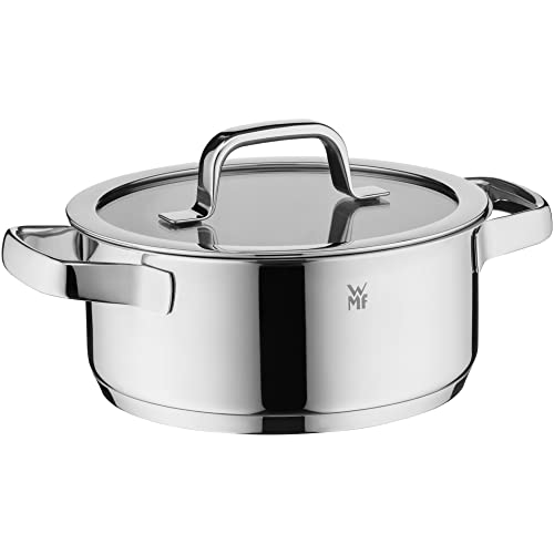 WMF Compact Cuisine Topfset Induktion 5-teilig, Kochtopf Set mit Glasdeckel, Cromargan Edelstahl poliert, Induktions Töpfe Set unbeschichtet, Innenskalierung