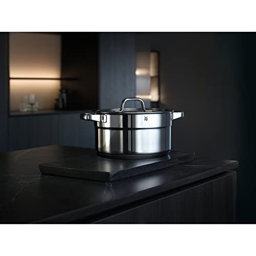 WMF Compact Cuisine Topfset Induktion 5-teilig, Kochtopf Set mit Glasdeckel, Cromargan Edelstahl poliert, Induktions Töpfe Set unbeschichtet, Innenskalierung