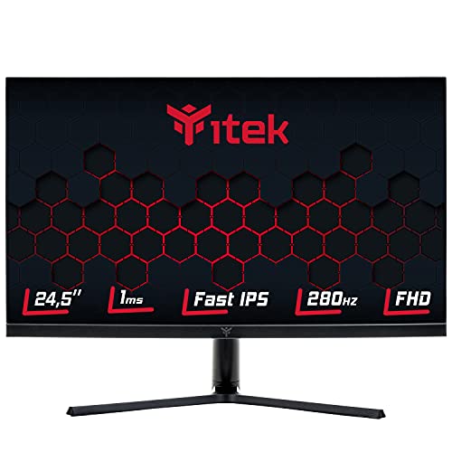 iTek GGF Monitor - 24.5" Flat, FHD 1920x1080, Fast IPS, 280Hz, 16:9, 1ms G2G, Has, 2xHDMI, 2xDP, Speaker, HDR, Adaptive Sync, Schwarz, ITMF24I281FHD