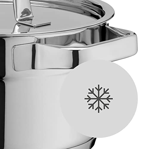 WMF Compact Cuisine Topfset Induktion 5-teilig, Kochtopf Set mit Glasdeckel, Cromargan Edelstahl poliert, Induktions Töpfe Set unbeschichtet, Innenskalierung