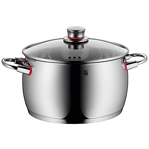 WMF Quality One Topfset Induktion 5-teilig, Kochtopf Set mit Glasdeckel, Cromargan Edelstahl poliert, Induktions Töpfe Set unbeschichtet, Dampföffnung
