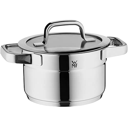 WMF Compact Cuisine Topfset Induktion 5-teilig, Kochtopf Set mit Glasdeckel, Cromargan Edelstahl poliert, Induktions Töpfe Set unbeschichtet, Innenskalierung