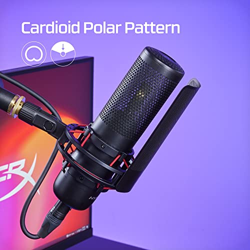 HyperX HX-MICQC-BK - Standalone Mikrofon mit umfangreichen Funktionen für Streamer Gamer