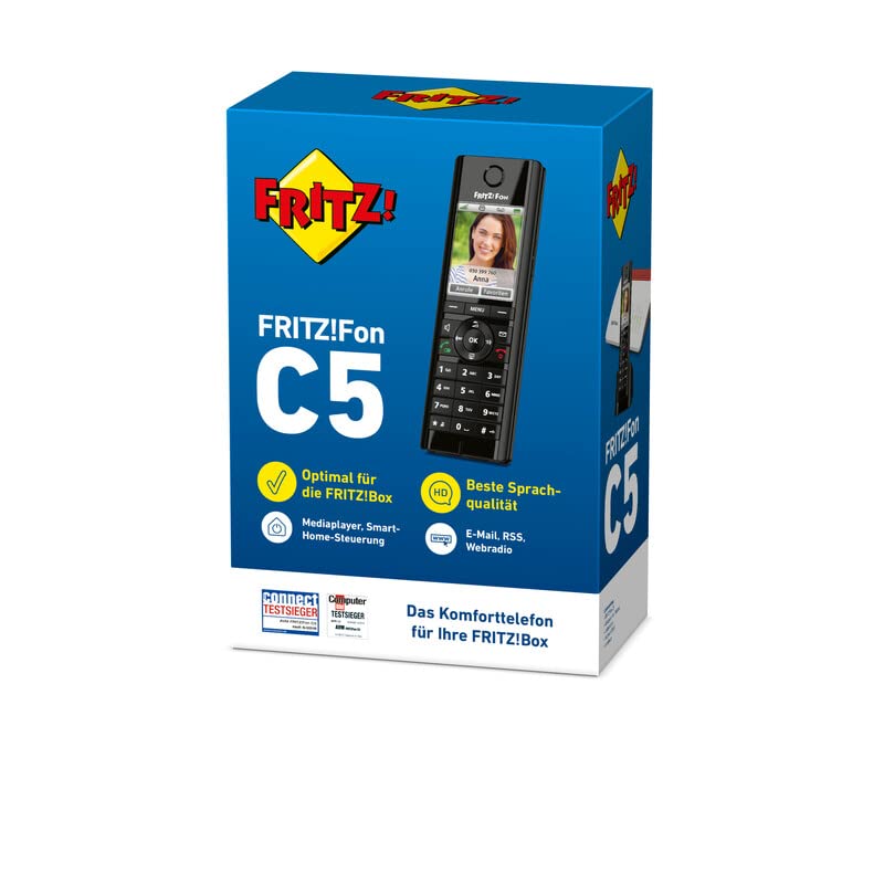 AVM FRITZ!Fon C5 DECT-Komforttelefon für FRITZ!Box (hochwertiges Farbdisplay, HD-Telefonie, Internet-/Komfortdienste, Steuerung FRITZ!Box-Funktionen)
