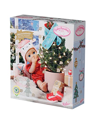 Zapf Creation 705445 Baby Annabell Advent Calendar - Puppenadventskalender mit 24 Überaschungen bestehend aus Kleidungsstücken und Accessoires für Baby Annabell