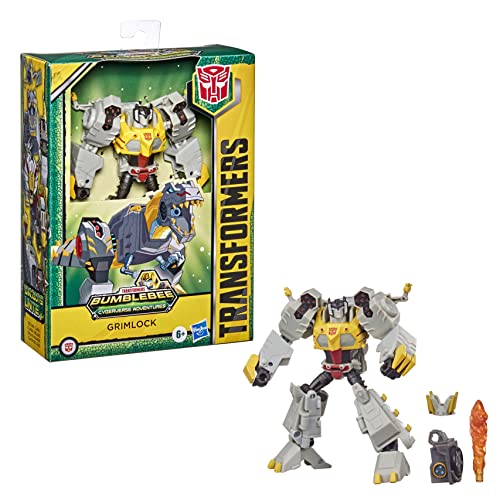 Transformers Bumblebee Cyberverse Adventures Deluxe-Klasse Grimlock Action-Figur, Chomp Jaw Action Attacke, 12,5 cm