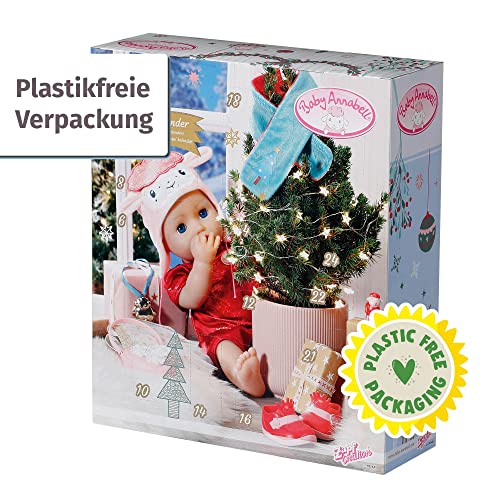 Zapf Creation 705445 Baby Annabell Advent Calendar - Puppenadventskalender mit 24 Überaschungen bestehend aus Kleidungsstücken und Accessoires für Baby Annabell