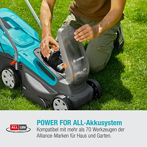 GARDENA Akku-Rasenmäher PowerMax 32/36V P4A Ready-To-Use Set: Rasenmäher bis 200 m², 32 cm Schnittbreite, 30 l Fassungsvolumen, Schnitthöhe 20 - 60 mm, inkl. 2 x 18V P4A Akku (14621-20)