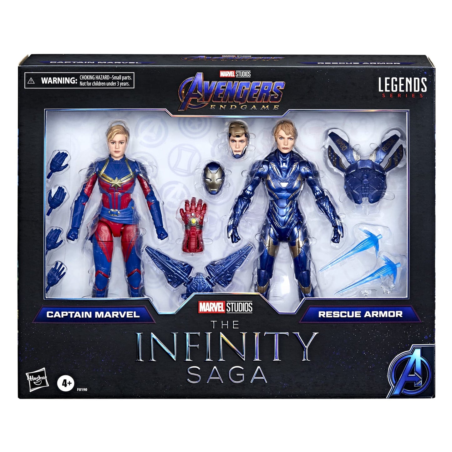 Hasbro Marvel Legends Series 15 cm große Captain Marvel und Rescue Armor Figuren 2er-Pack, Infinity Saga, Premium-Design und 12 Accessoires, F0190, Mehrfarbig