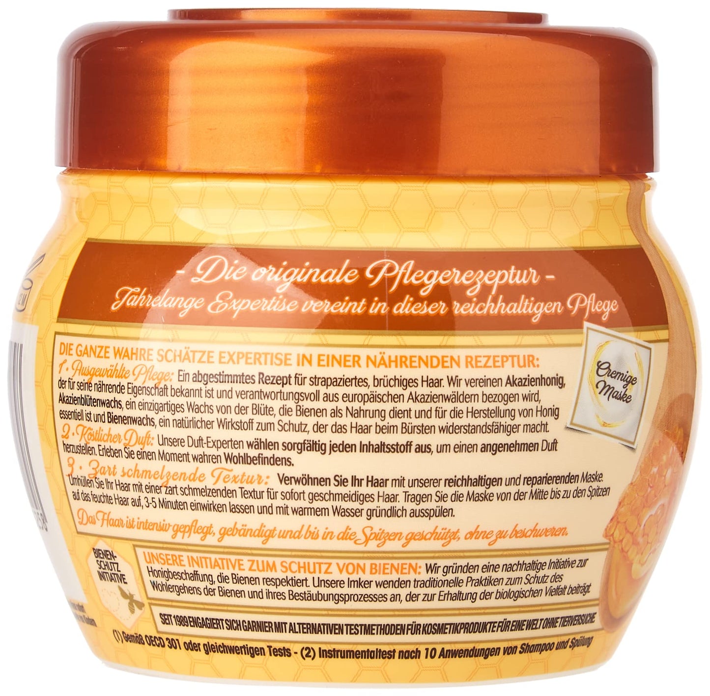 Garnier Haar-Maske /Haarkur für intensive Haarpflege, bewahrt den Farbglanz , mit Gelée Royale, Bienenbalsam & Honig - für brüchiges, strapziertes Haar, Wahre Schätze, 1 x 300ml