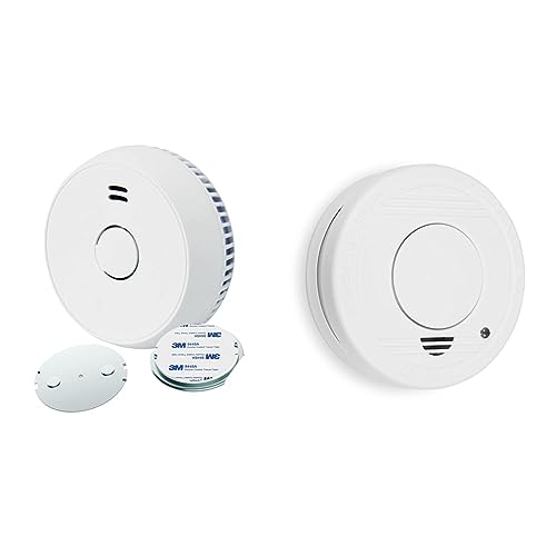 UNITEC Rauchwarnmelder mit Magnethalterung, Montage ohne Werkzeug und Bohren, mit starken 3M Klebepads für sicheren Halt, mit LED-Funktionsanzeige, Alarm bei Rauchentwicklung mit 85 dB