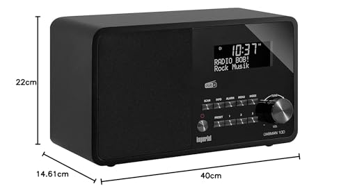IMPERIAL DABMAN 100 - Digitalradio (Radio, DAB+ / DAB / UKW, Aux In, Holzgehäuse, Wecker, LCD-Display)
