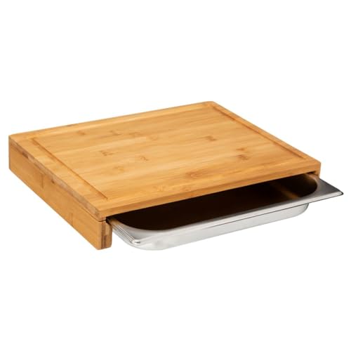 5five - schneidebrett 35x28cm bambus edelstahlschale