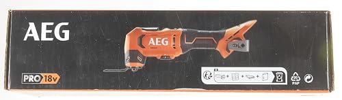 AEG 18 V PRO18V Akku-Multitool BMT18-0 (Oszilationswinkel 3,6°, Schwingzahl 0-20.000 min-1, variable Geschwindigkeitsregulierung, werkzeugloser Klingenwechsel, LED, ohne Akku & Ladegerät im Karton)
